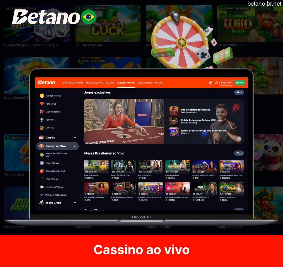 Experiência de cassino ao vivo na Betano