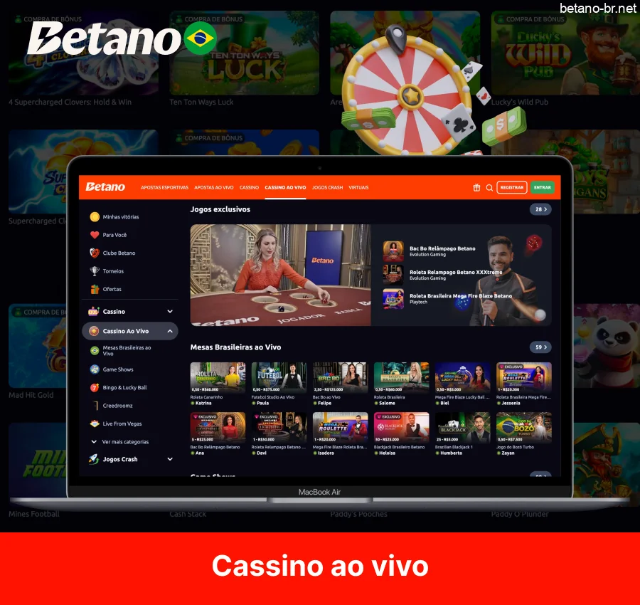 Experiência de cassino ao vivo na Betano